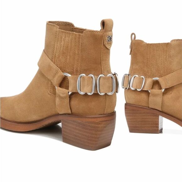 Sam Edelman Bellamie Leather Suede Western Style Ankle Boots Camel Size 6 - Picture 5 of 11